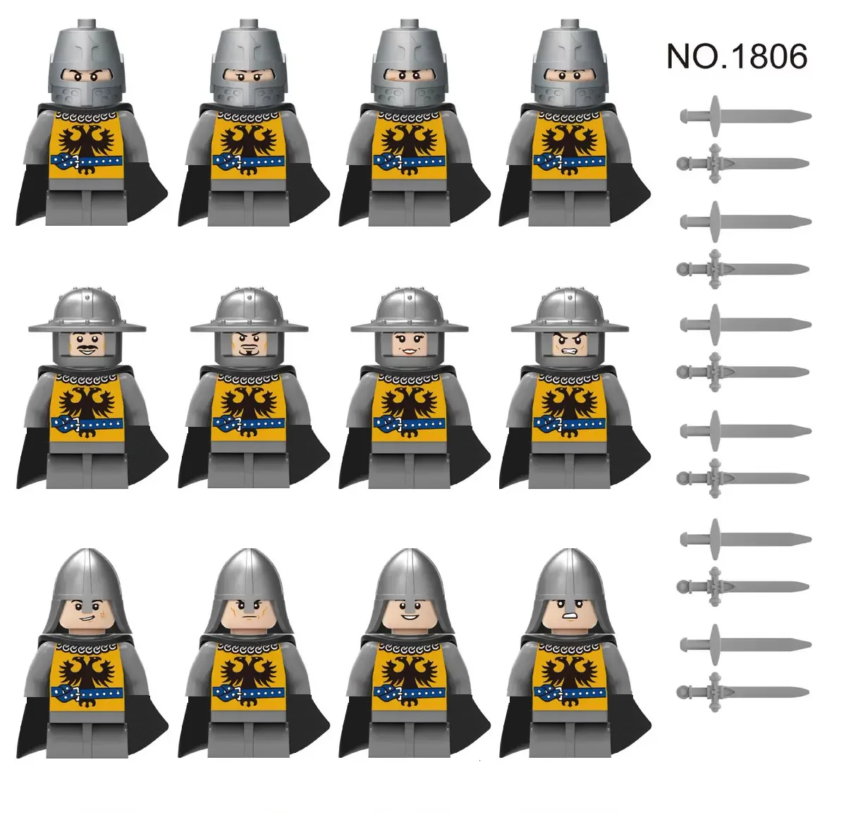 MOC War Military Medieval Building Block Knight Figure Warrior Soldier Spear Sword Shield Diy Weapon Castle Army Accessories Toy 4