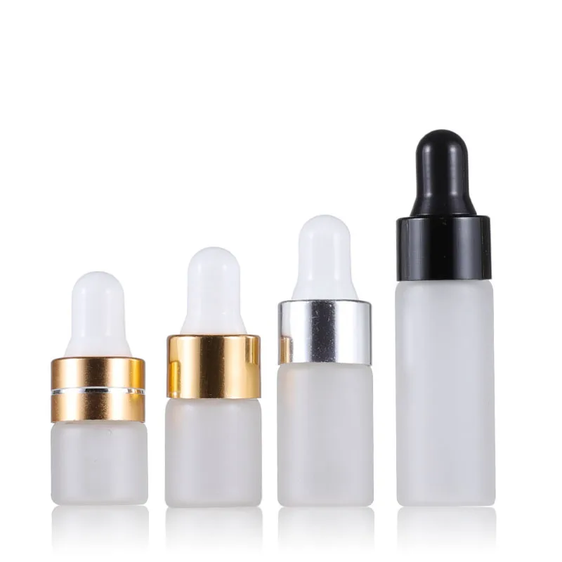 

50Pcs/Lot 1 2 3 5ml Perfume Essential Oil Bottles Frosted Glass Dropper Jars Vials With Pipette for Cosmetic
