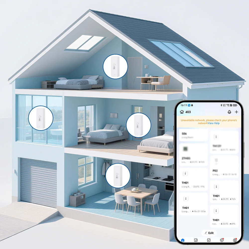 Enhanced Smart Home WiFi Temperature & Humidity Sensor with APP Remote Control