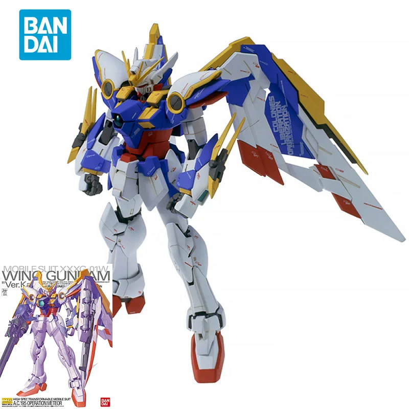 Bandai Original Gundam Anime Model Mg Series 1/100 Wing Gundam Ver.Ka Action Figure Assembly Model Toys Regali Per Bambini