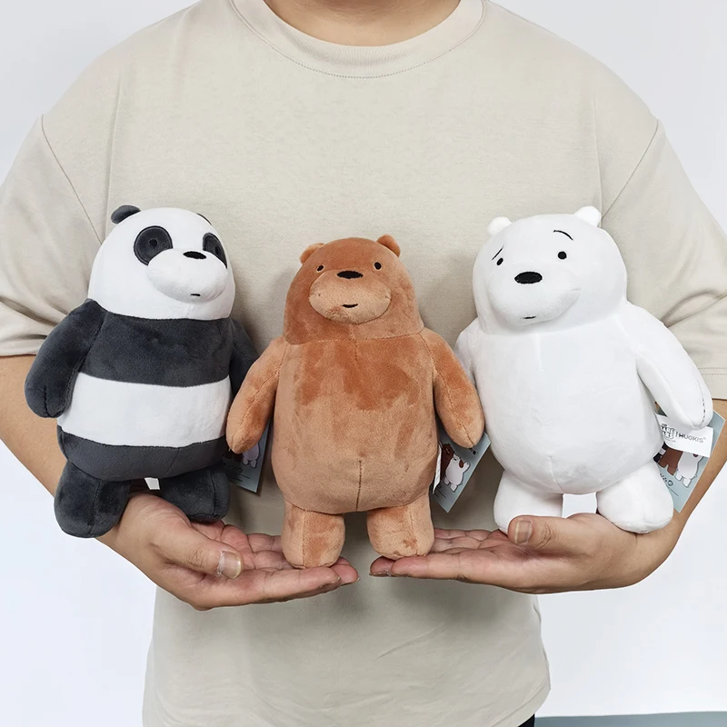 We Bare Bears Plush Toy - Sitting & Standing Grizzly, Panda & Ice Bear Cartoon Stuffed Animals