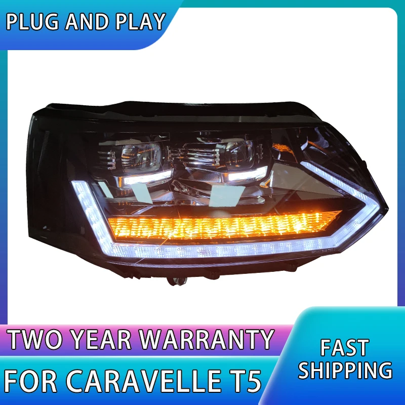 Car Styling Head Lamp Per Vw Caravelle T5 2014-2019 Fari Led Headlight Drl Lens Double Beam Bi-Xenon Hid Accessori