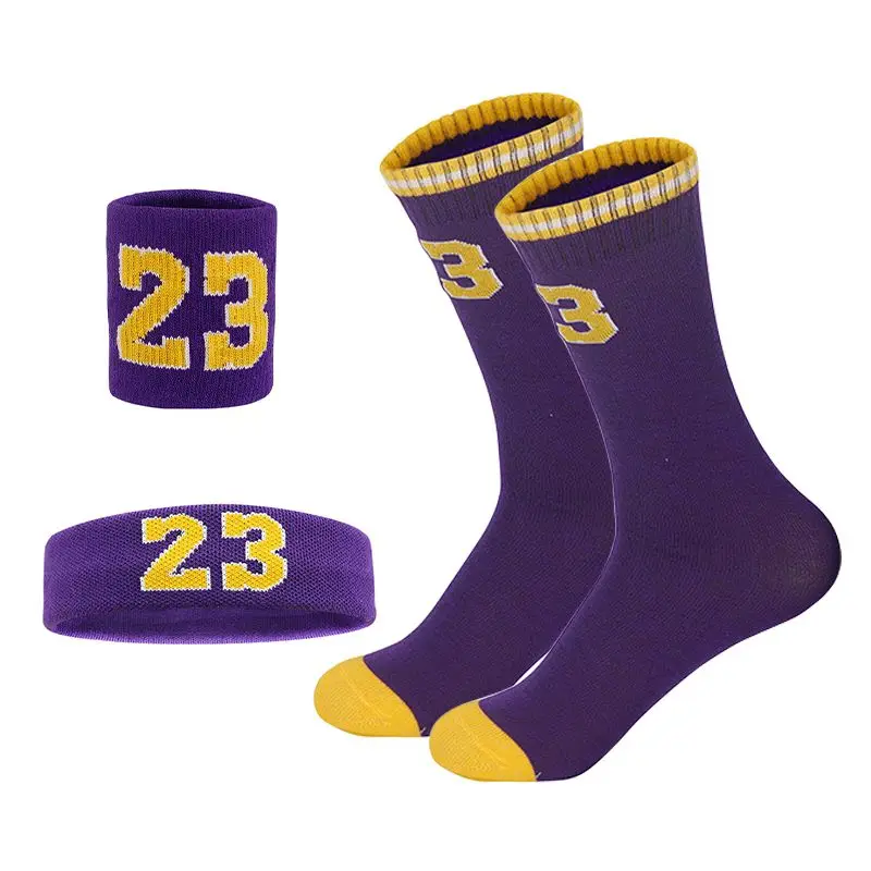 4pcs Basketball Accessory Socks Suitable For Boys Girls Basketball Sweatband Wristband Set Sports Socks Suitable For Kids 6-14Y