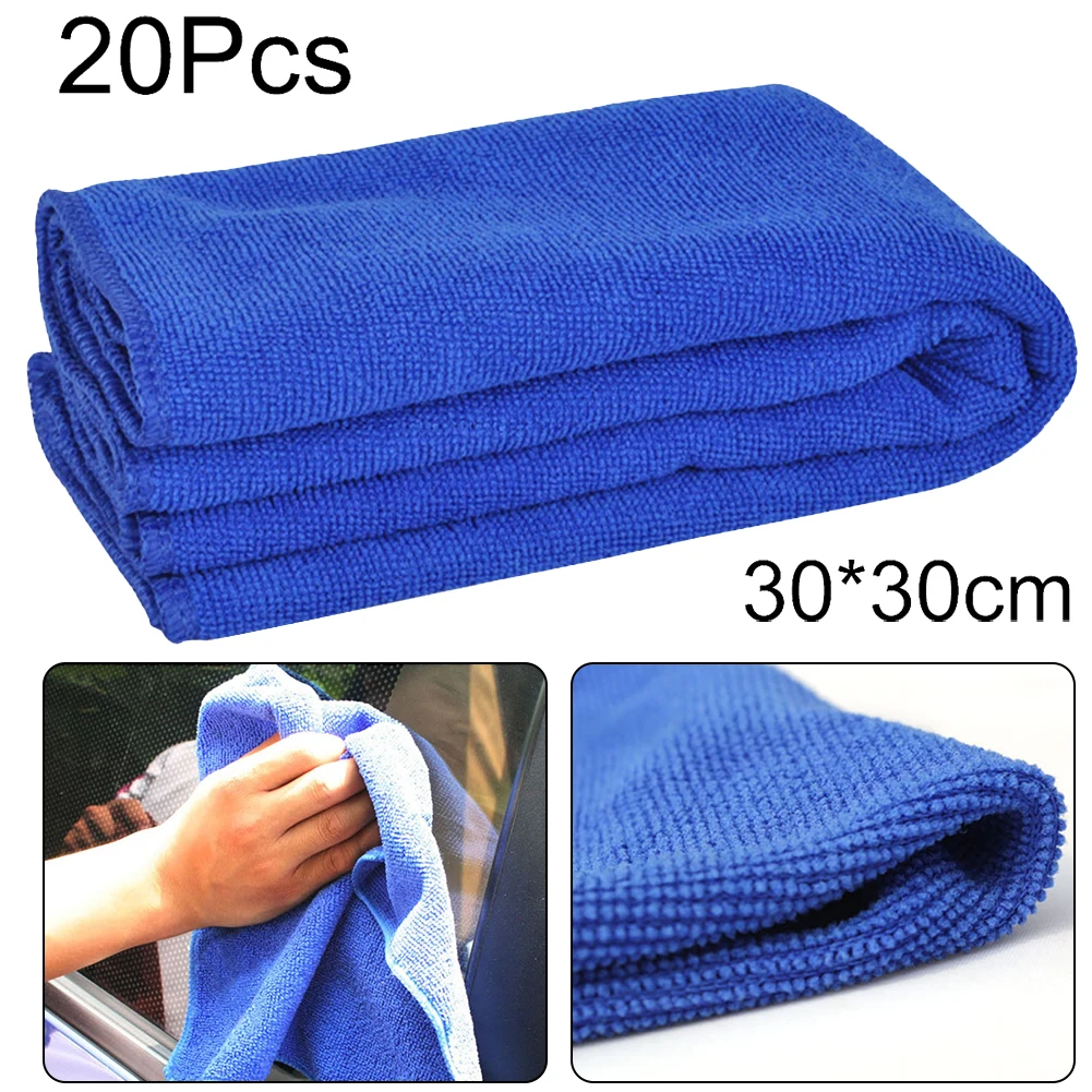 

20x Washable Cleaning Auto Car Detailing Soft Cloths Wash Towel Duster 30*30cm Polyester High Water Absorption Microfibre Cloth