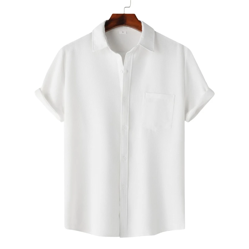 Shirt Men's Clothing Free Shipping Short Sleeve Shirts Man Fashion Blouses Social T-shirts Luxury Hawaiian Cotton High Quality