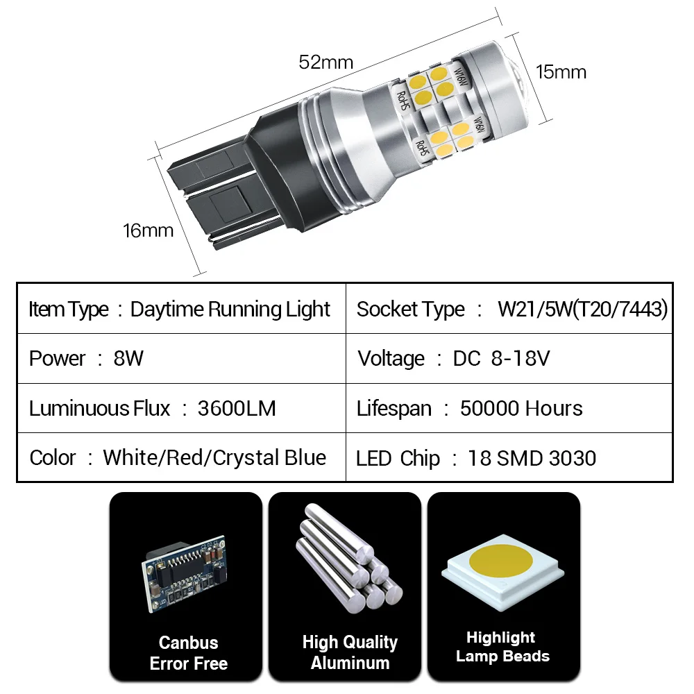 ְ  DRL W21/5W 7443, Opel Adam Cascada Insignia A Corsa D E Astra J Meriva B Zafira C Vivaro LED  2 