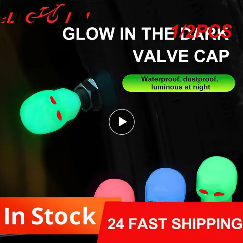 

Светящиеся колпачки клапанов для шин в форме черепа, 1/2 шт.