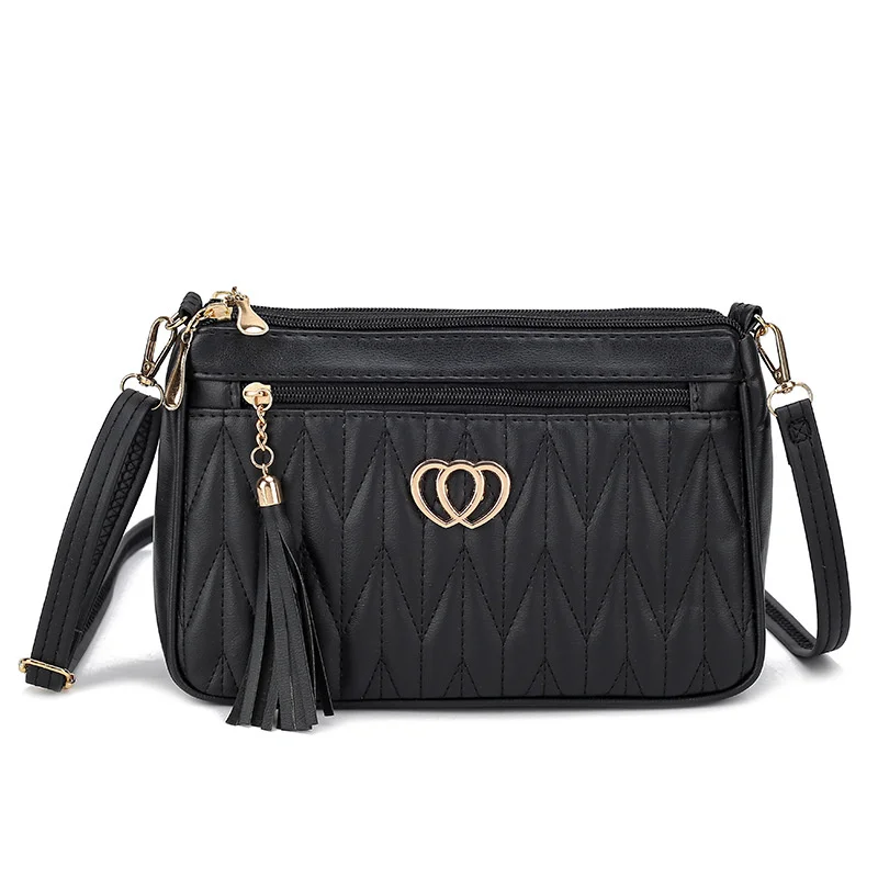 

New Female Luxury Black Crossbody Shoulder Bag Lady Fashion Leather Hot Lattice Trending Small Capacity Square Handbag 6 Color