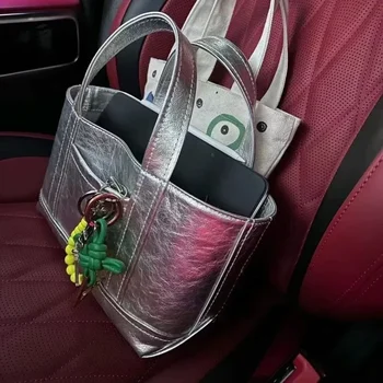 Silber y2k Umhängetaschen für Damen Mode Handtaschen kurzer Top Griff Leder lässige Einkaufstasche Bolsos Para Mujeres Tendencia — изображение 6