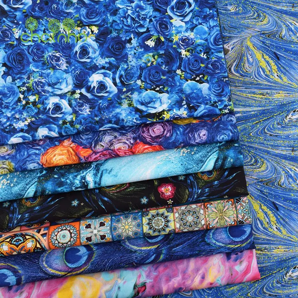 Chainho,Printed Plain Weave Cotton Fabric,Handmade DIY Quilting Sewing Material,Patchwork Cloth,8 Designs Series,20x25cm,15CD25