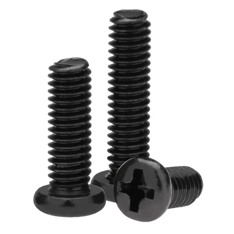 50/ 100pcs Black Round Head Cross Screw M1 M1.2 M1.4 M1.6 M1.7 M2 M2.5 Recessed Phillips Pan Head Electronic Small Screw DIN7985 round pan head screw cross recessed pan head screw cross phillips screw phillips pan head screw phillips head screw electronic repair screws cross round pan head screw cross round head screw