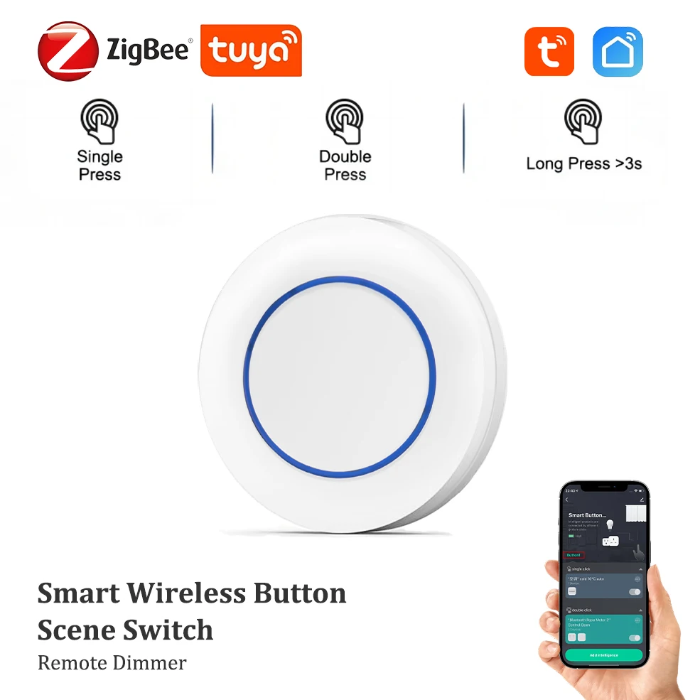 Tuya ZigBee Push ปุ่มไร้สายสมาร์ทฉาก SWITCH Controller แบตเตอรี่ขับเคลื่อนอัตโนมัติสถานการณ์การเชื่อมโยงกับอุปกรณ์ Tuya Z2M 1