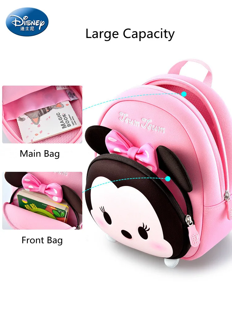 Genuine Disney Kindergarten Bag For Boys Girls Age 2-8 Student Shoulder Orthopedic Backpack Tsum Large Capacity Light Mochila
