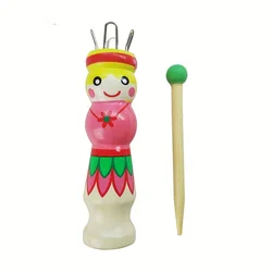 Handcrafted Wooden Doll Knitting Machine & Thread Reel - DIY Knitting Tool (Pink)