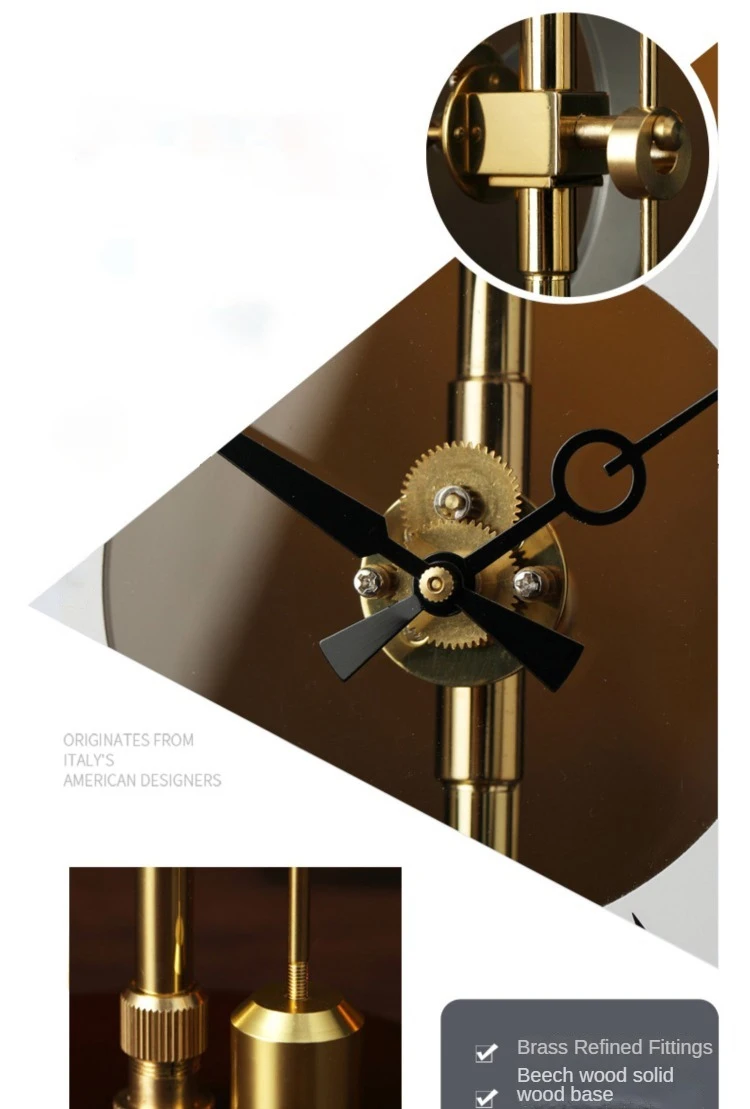 Solid Wood Desk Clock Pendulum Silent Beech Base Desk Clock Vintage Quartz Retro Clocks Luxury Antique Clocks Home Decoration