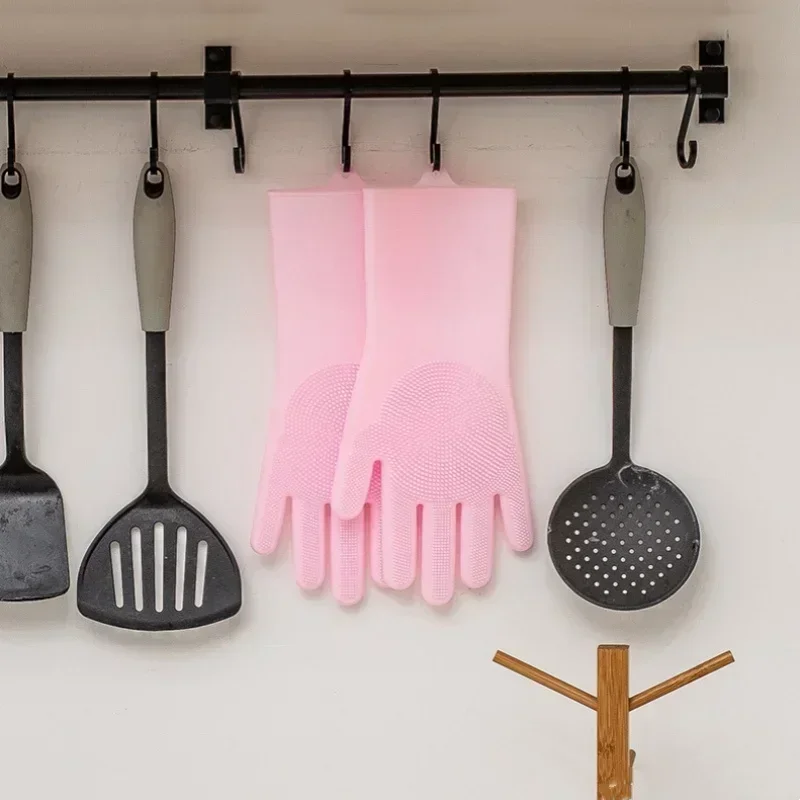 Reusable Food Grade Silicone Kitchen Cleaning & Dishwashing Gloves - Waterproof, Heat Resistant, and Multi-Purpose