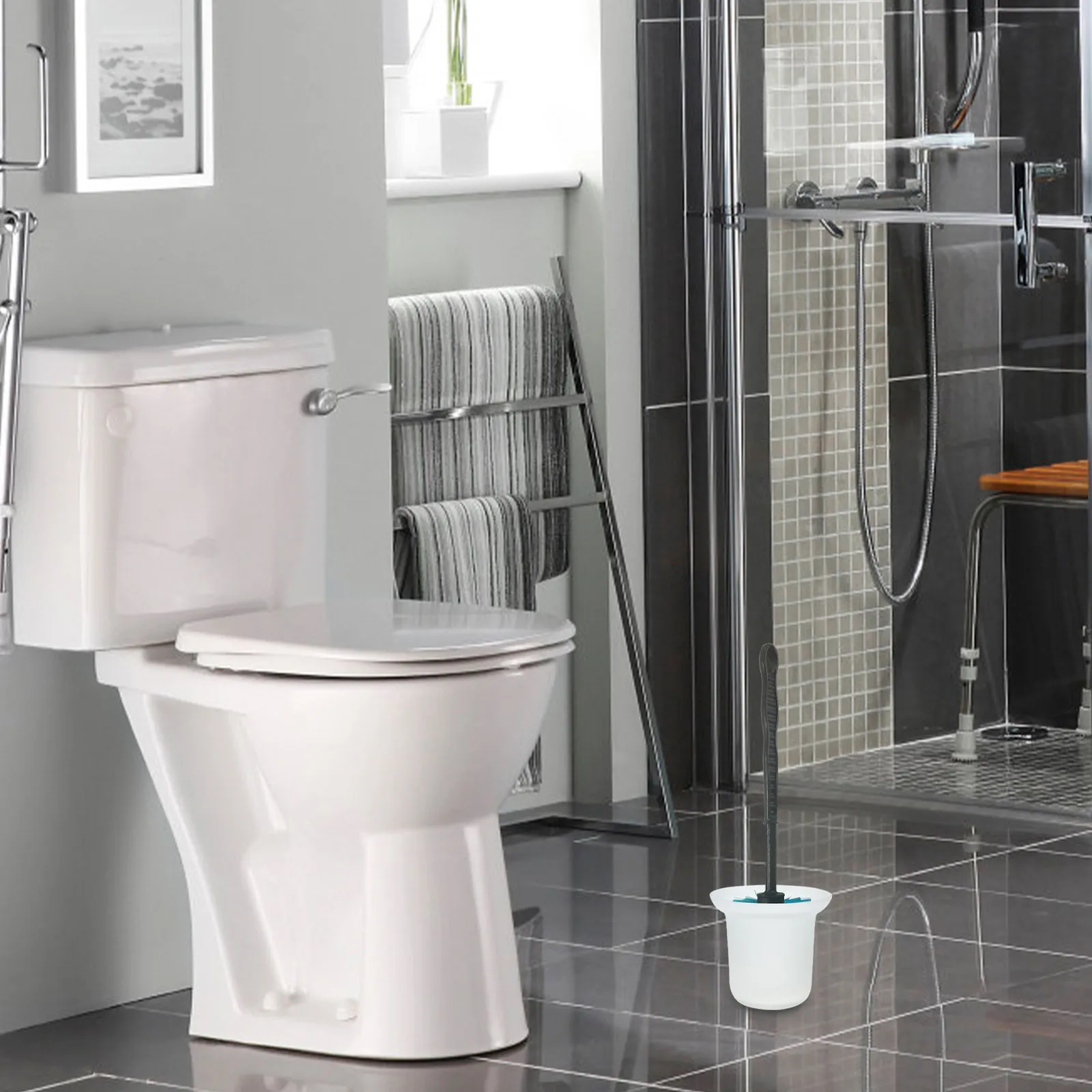 무광 유리 화장실 브러쉬 홀더 베이스 (가정, 호텔, 사무실, 욕실 청소용품, 모던 화장실 브러쉬 용기)