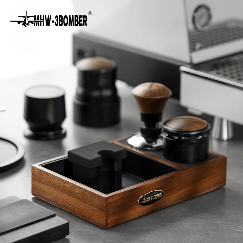 MHW-3BOMBER 미끄럼 방지 베이스 에스프레소 노크 박스, 51-58mm 포타필터 탬핑 스테이션 탬퍼 스탠드, 빈티지 커피 액세서리