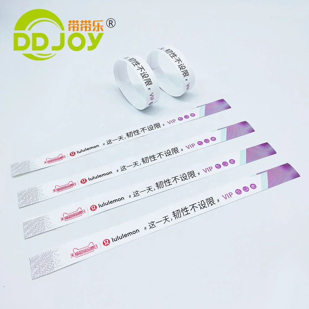 DDJOY One time use Tyvek Band Paper Wristbands Promotional Printed Waterproof Wristband for Event