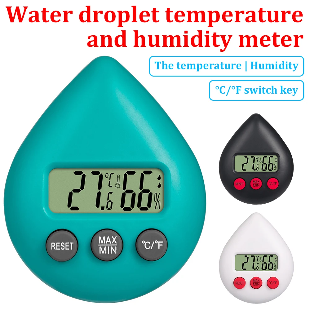 

Water Droplet Mini LCD Digital Thermometer Hygrometer Fridge Freezer Tester Temperature Tester Sensor Humidity Meter Detector