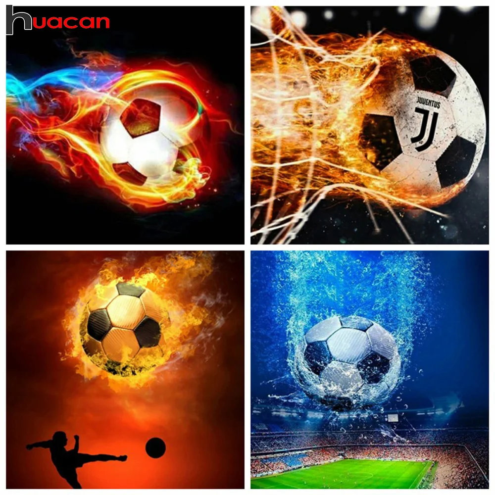 Diamond Painting Kit Huacan 5d Diamond Mosaic Football Full Round Square Drill Painting Cartoon Complete Kit Art Diy Gift Home Decor diamond painting diamond art painting kit diamond painting set