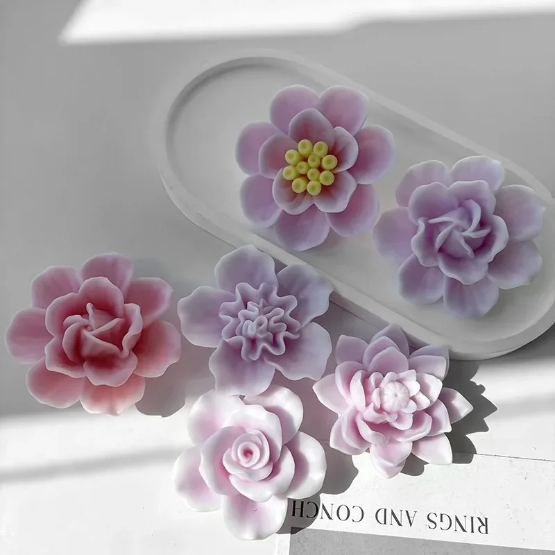 

3D Rose Flower Silicone Candle Mold Handmade Soap Soy Wax Plaster Ornaments Rose Molds