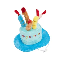 Pet Birthday Party Hat Set for Cats and Dogs - Elastic, Comfortable, Bite - Resistant, and Durable Photo Prop Gift (Lake blue)