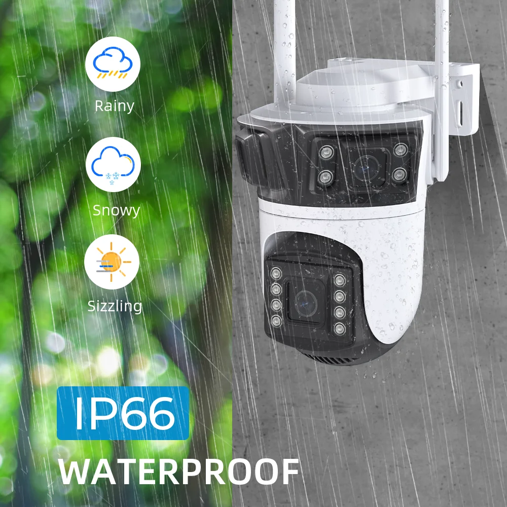 6K 12MP 6MP HD Three Screen WIFI IP Camera Outdoor Three Lens Ai Human Detection Waterproof CCTV Video Security Camera iCsee 6
