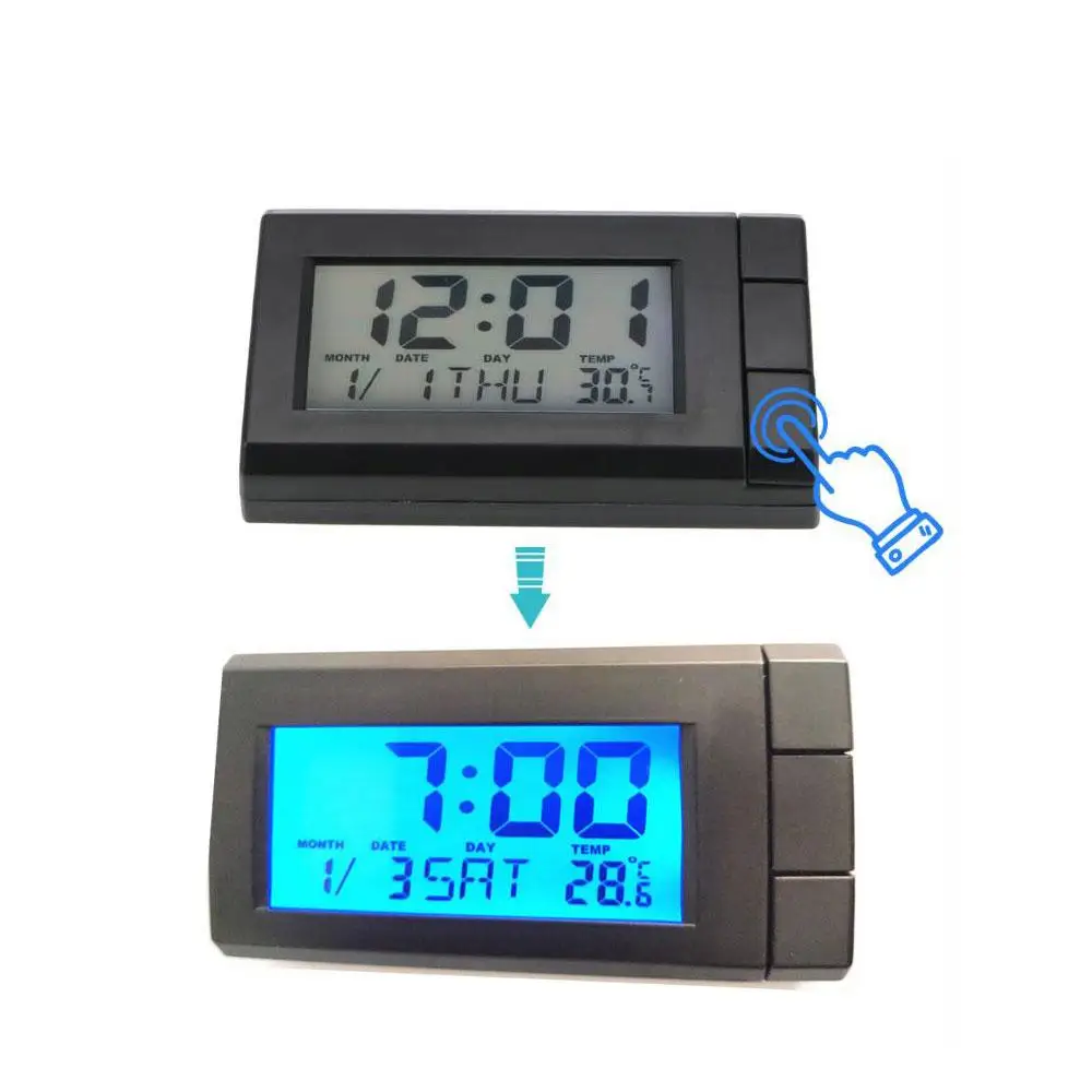 Car Automobile Digital Clock Thermometer Mini Auto Watch Automotive