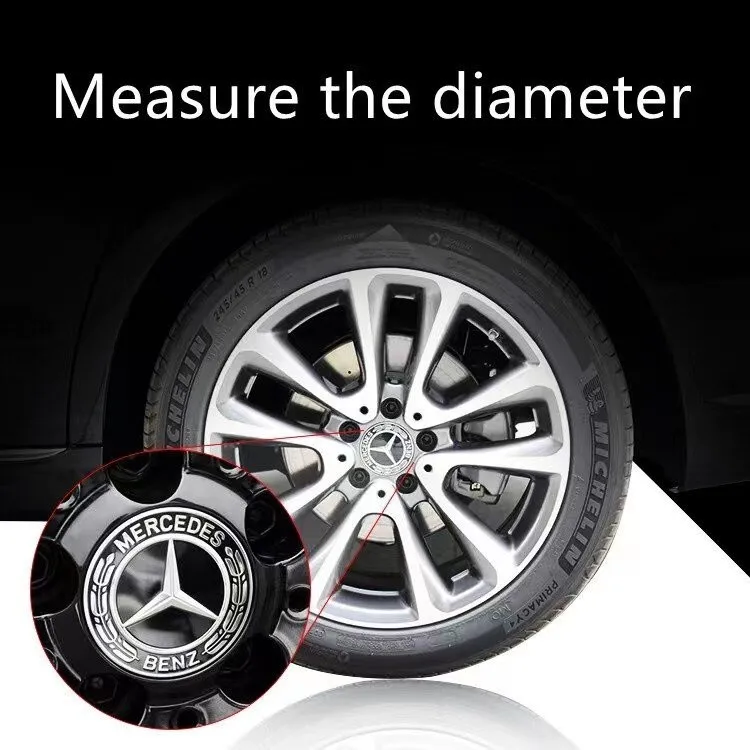 자동차 휠 센터 캡 허브 커버 배지 액세서리, 메르세데스 벤츠 AMG C E S GLE CLC 클래스 W204 W203 W205 W124 W221, 75mm, 4 개
