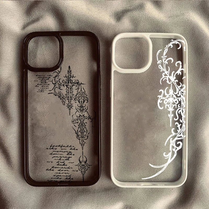 Gothic Cross Vine Transparent Phone Case for iPhone 17 16 15 Pro 14 13 11 12 Pro Max Air 16E X XR XS Max 7 8 Plus SE Back Cover 1