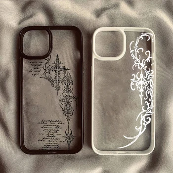 Gothic Cross Vine Transparent Phone Case for iPhone 17 16 15 Pro 14 13 11 12 Pro Max Air 16E X XR XS Max 7 8 Plus SE Back Cover 1
