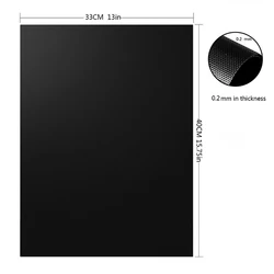 Non-Stick Reusable BBQ Grill Mat - 0.2mm Thick, 33x40cm, Premium PTFE Baking Sheet (Black)