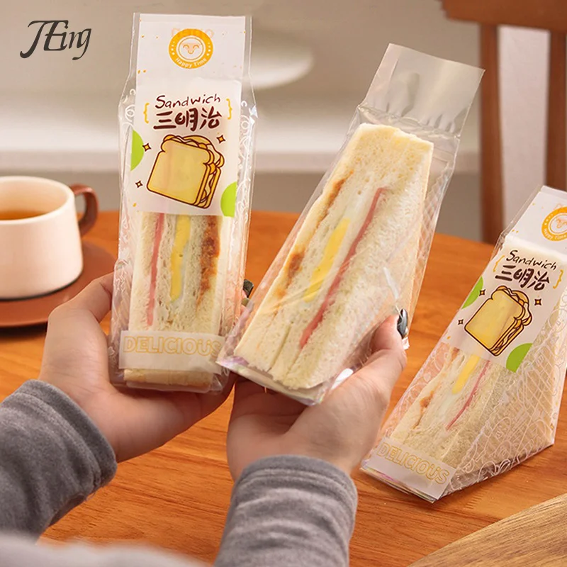 샌드위치 플라스틱 포장 투명 삼각형 가방, 빵 버티 백, 생일 파티 장식, 100 ..