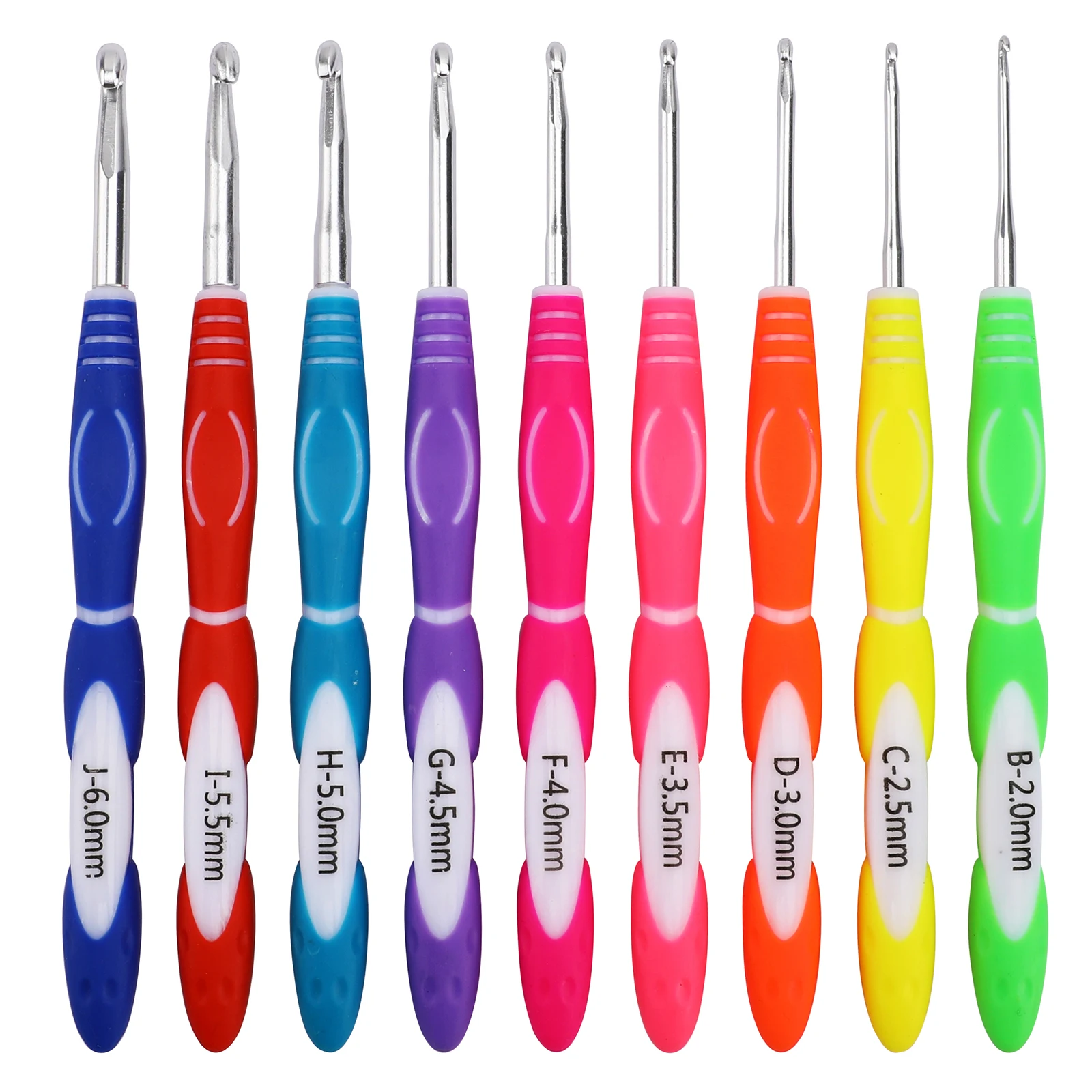 9Pcs Aluminum Crochet Knitting TPR Crochet Hooks Set 2.0-6.0MM Knitting Needles Kit Weaving Craft Tools Sewing Accessories