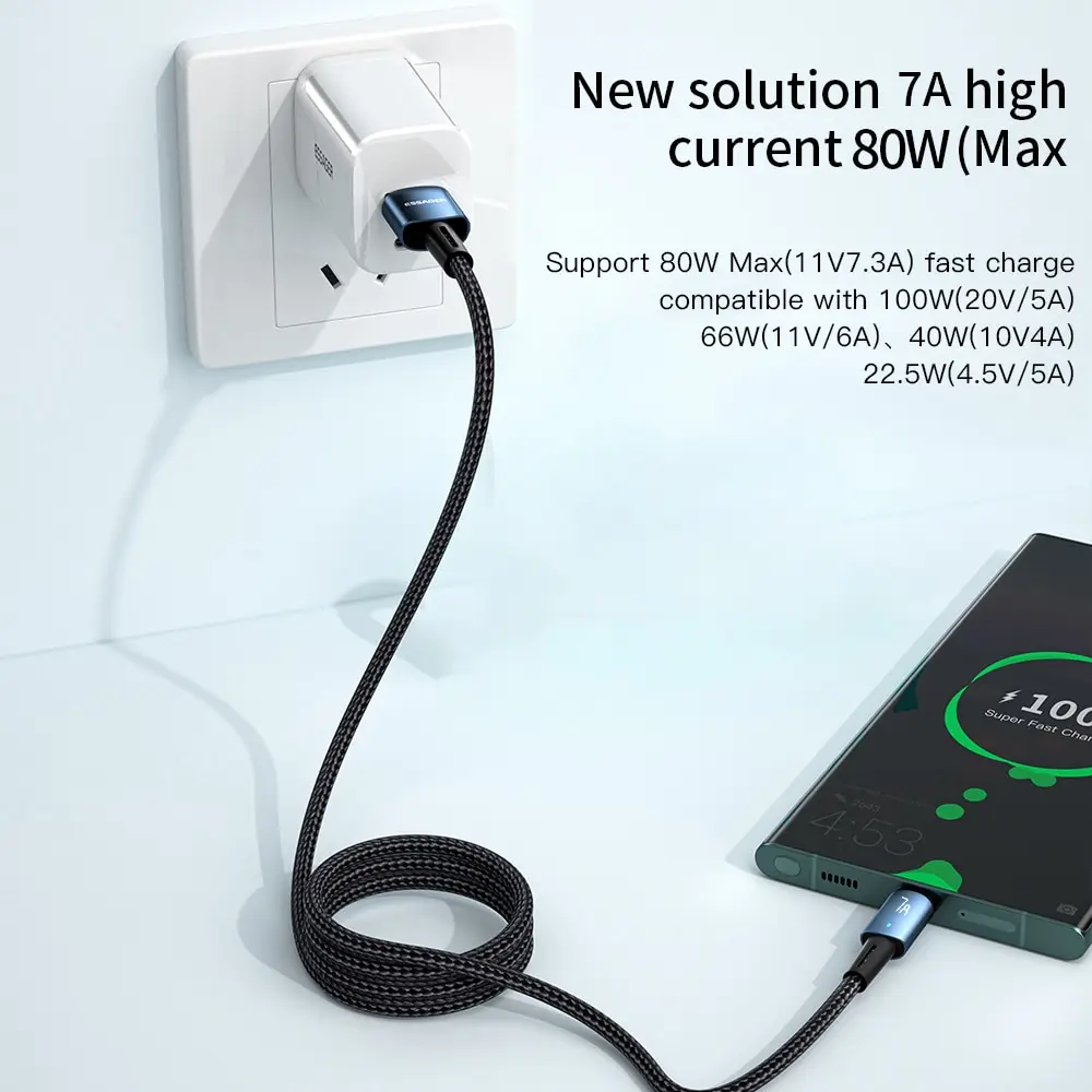 Essager 7A Type C USB Cable - 100W Fast Charging Data Cord
