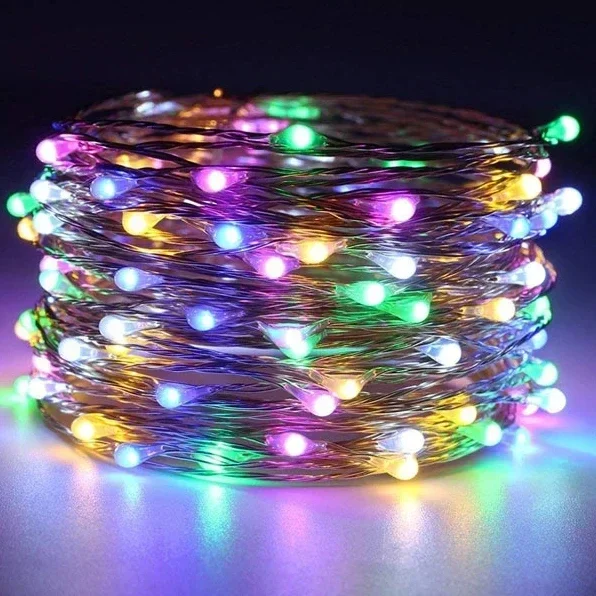 thumbnail image 1 of Guirnalda de luces LED de 1/2/3/5/10/20 m con cable de cobre y pilas para dormitorio, jardín, fiesta, boda, decoración navideña, 1 of 5
