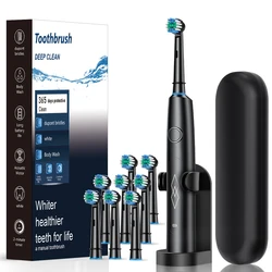 Advanced Rechargeable Intelligent Electric Toothbrush with Soft Bristles (Black 8 Brushes box)