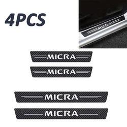 Premium Carbon Fiber Car Anti - Scratch Door Sill Protective Strips with Logo Decals (4PCS  FOR  Micra)