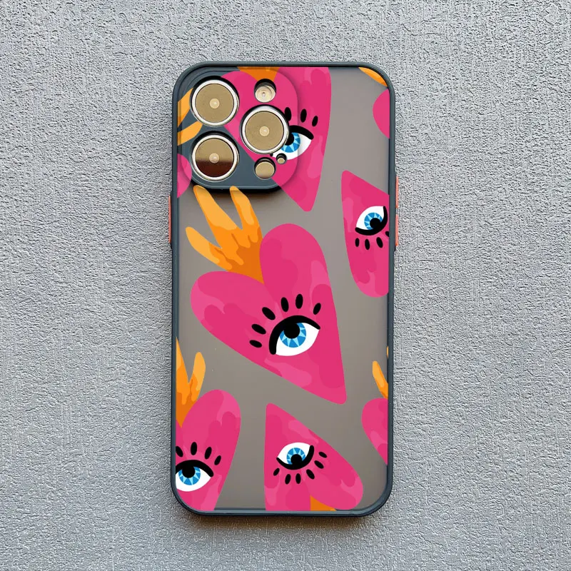 Mehrfarbige Liebe Herz Augen Handyhülle für iPhone 16 13 11 12 14 15 Pro Max 13 12 Mini 15 14 7 8 Plus SE X XR XS stoßfeste Abdeckung – Detail 5