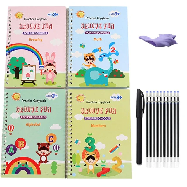 Handwriting Practice Book Writing Practice For Kids Reusable Grooved  Handwriting Workbooks Magic Copybook To Help Children - AliExpress