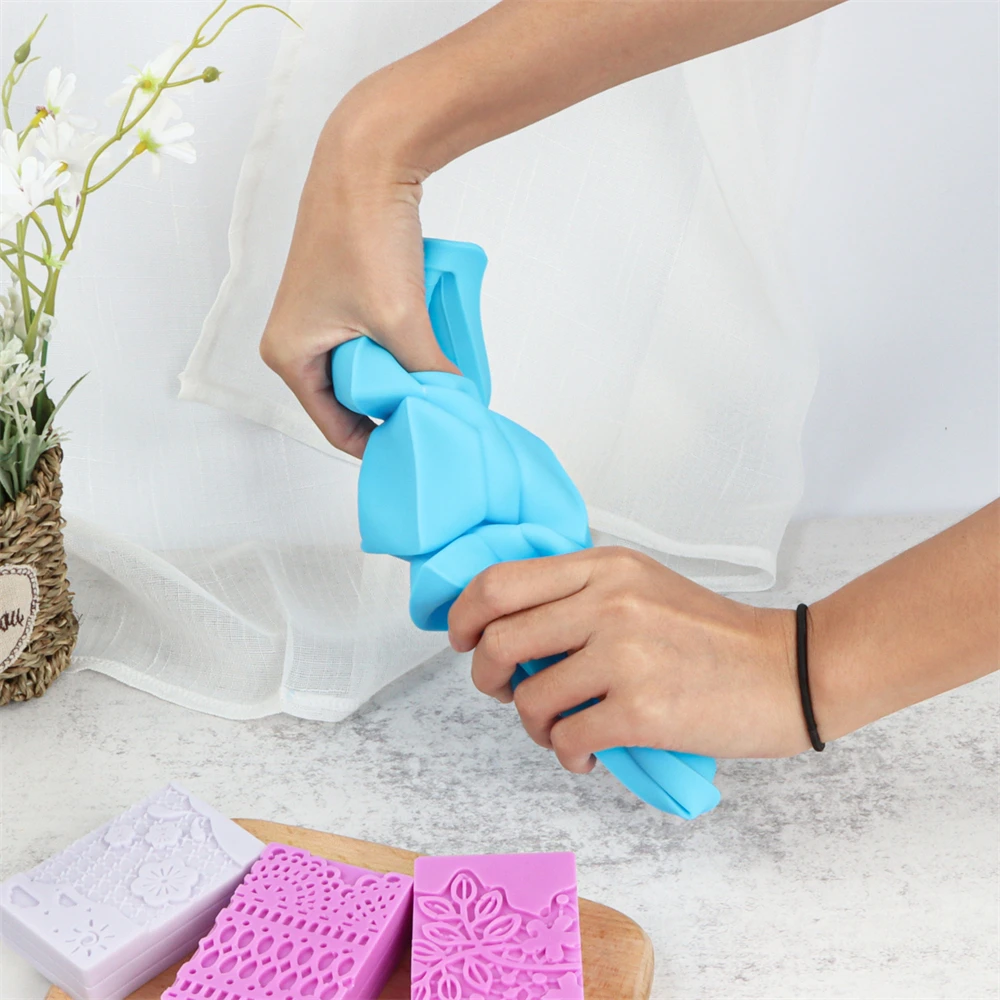 6-Cavity Silicone Soap Molds with Mixed Lace Patterns for DIY Soap Making Decor Crafts