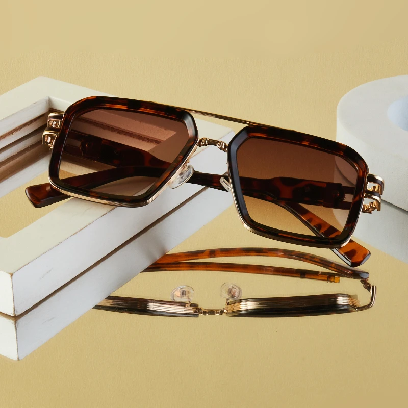 Unisex Vintage Punk Double Bridge Metal Frame Glasses - High-End Business & Lifestyle Accessory