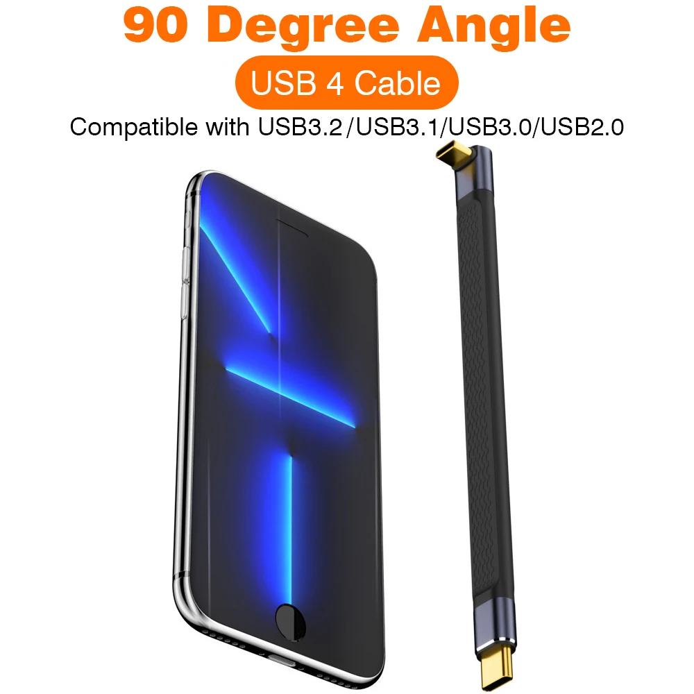 USB 4 90 Degree Thunderbolt3 Elbow USB C Cable 40Gbps Thunderbolt 4 Angle Type C Cable for SSD Laptop Macbook Elbow Connector BEST SELLERS