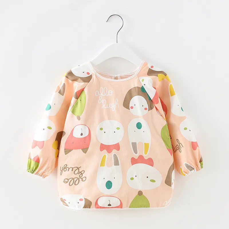 Cute Cartoon Baby Bibs Waterproof Colorful Infant Bib Full Sleeve Gown Children Long Sleeve Apron Coverall Feeding Drawing Bibs baby accessories box Baby Accessories