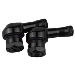 Universal Motorcycle 90° CNC Aluminum Tire Valve Stem Caps - 10 Color Options (Black)