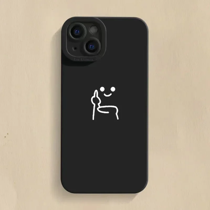 thumbnail image 1 of Cartoon Red Man Phone Case For iPhone 15 14 13 12 11 Pro Max Mini X XR XS 7 8 Plus SE Shockproof Middle Finger Soft Back Cover, 1 of 5