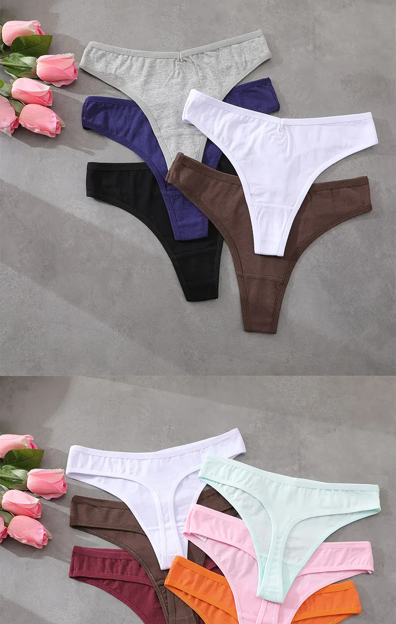 6Pcs/Set Women‘s Cotton Seamless Pantys Sexy Low Waist Soft Comfortable Thongs Fashion Girl Breathable Intimates G-Strings