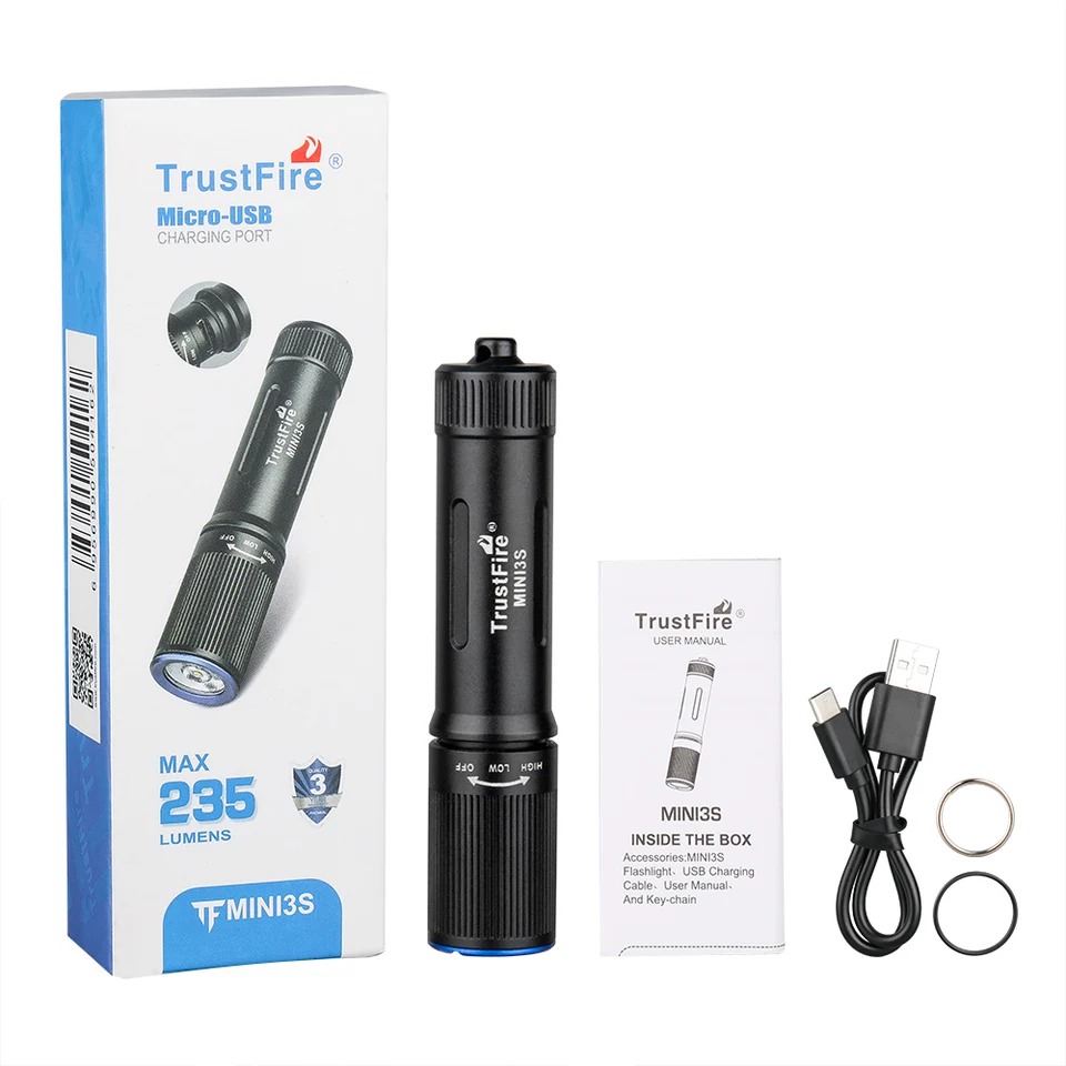 Trustfire Mini3s Rechargeable Lamp 235Lumens Keychian Pocket Mini
