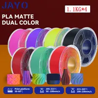 JAYO PLA Matte 3D Filament 1.75MM 4Rolls/set Dual Color PLA Matter Effect 3D Printer Filament 2 In 1 Color 3D Printing Materials